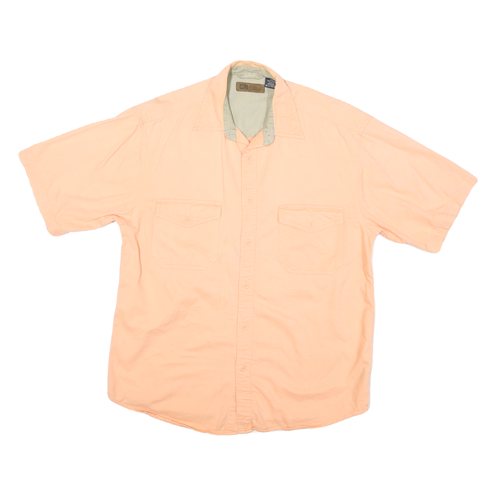 FADEDE GLOORY Mens Peach Cotton Blend L Short Sleeve Shirt Casual Pocket Button