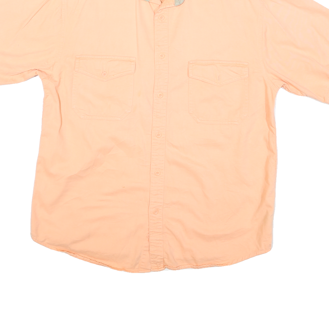 FADEDE GLOORY Mens Peach Cotton Blend L Short Sleeve Shirt Casual Pocket Button