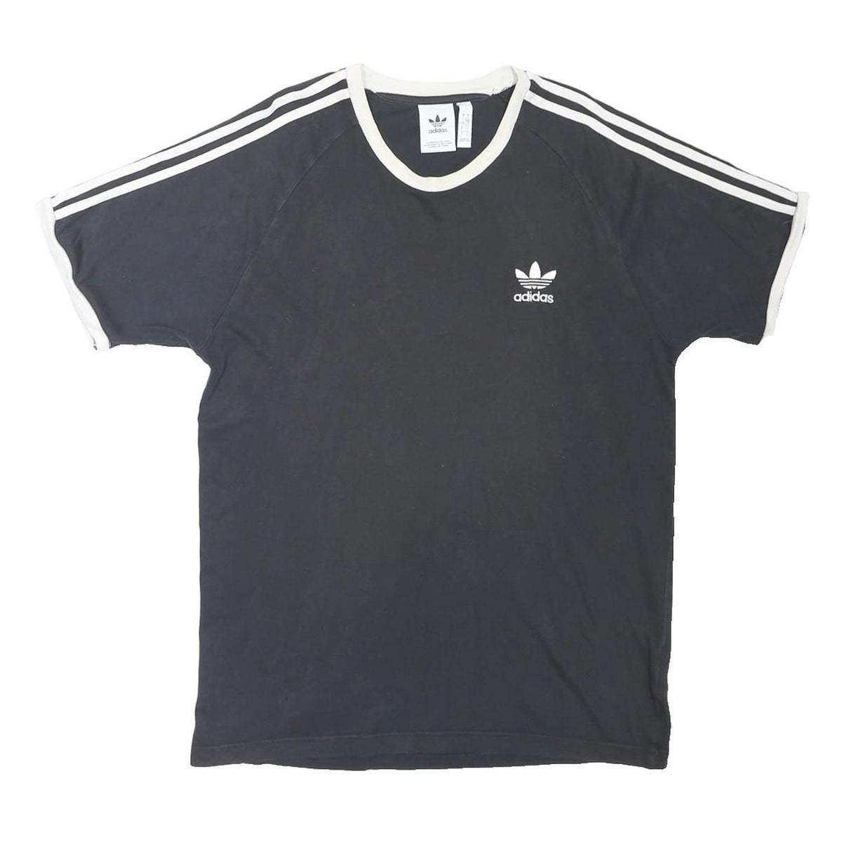 ADIDAS ORIGINALS Mens Black & White Graphic T-Shirt L Short Sleeve Crew Neck