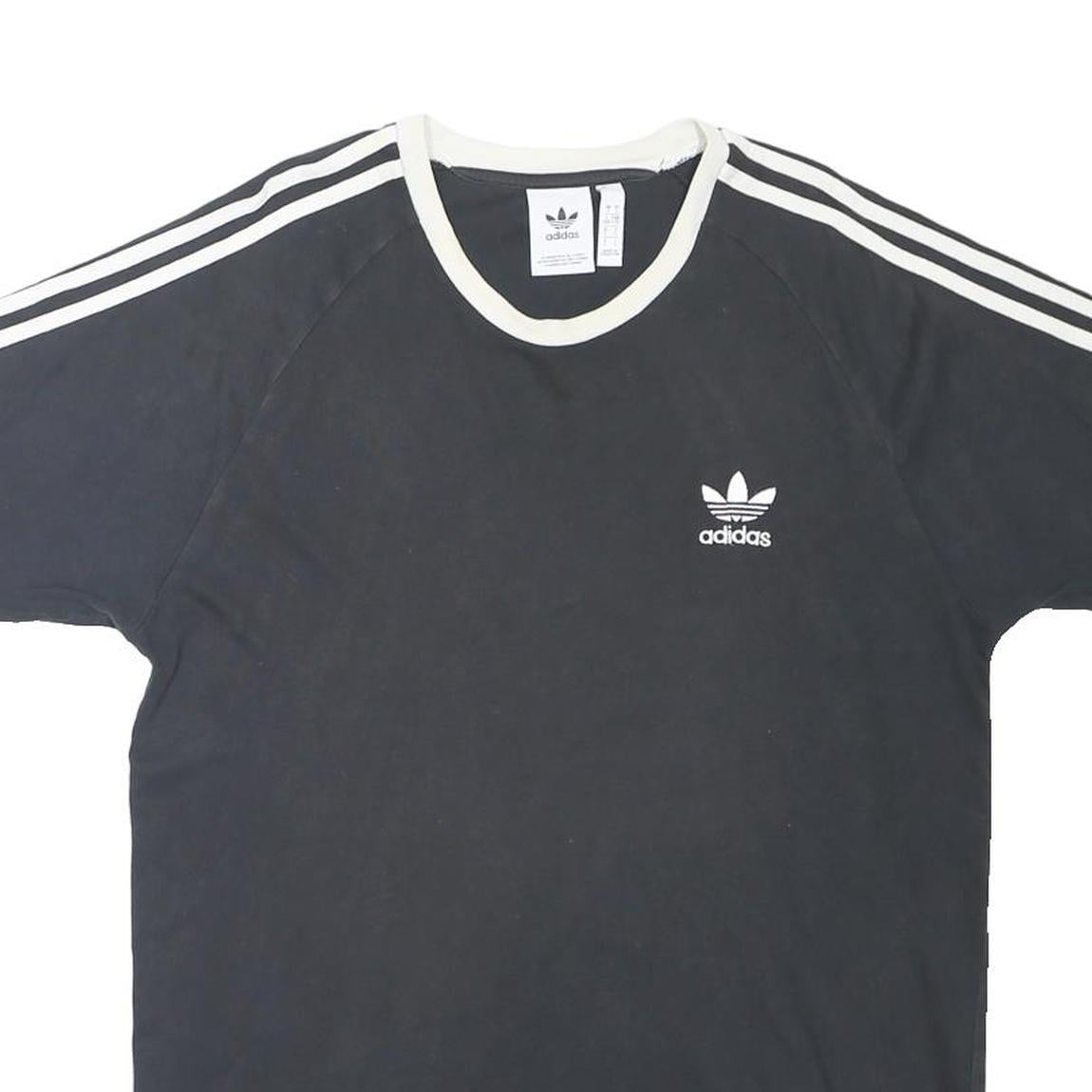 ADIDAS ORIGINALS Mens Black & White Graphic T-Shirt L Short Sleeve Crew Neck