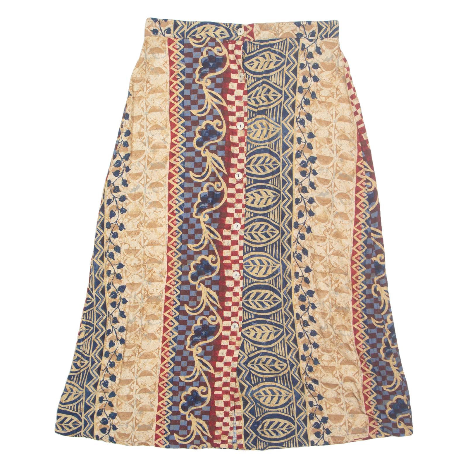 MAVEN Womens A-Line Skirt Brown Long Crazy Pattern M