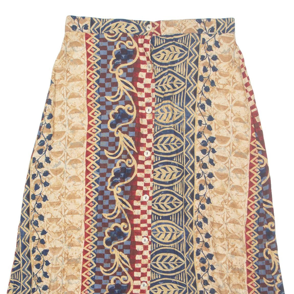 MAVEN Womens A-Line Skirt Brown Long Crazy Pattern M
