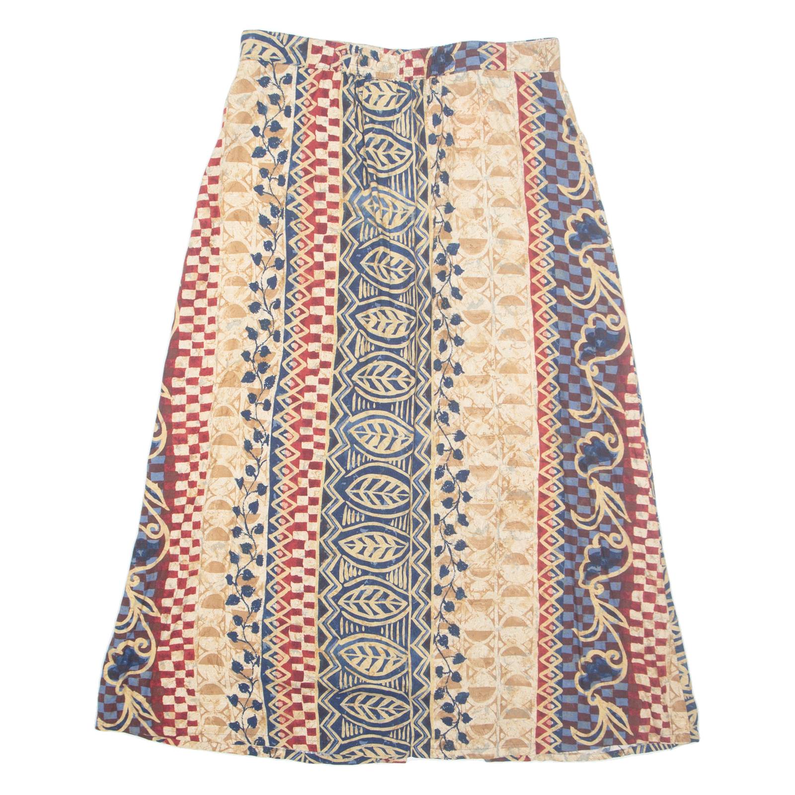 MAVEN Womens A-Line Skirt Brown Long Crazy Pattern M