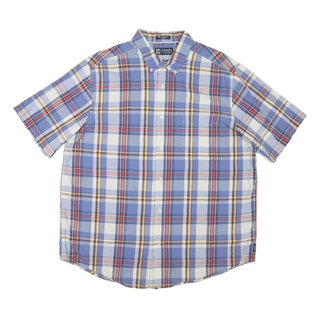 CHAPS Mens Blue & Red Check Shirt XL Button-Down Collared Cotton Casual