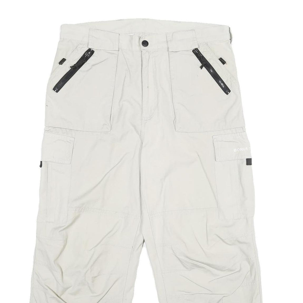 BONUS TRACK Mens Cotton White Regular Fit Straight Leg Trousers W34 L26 Casual