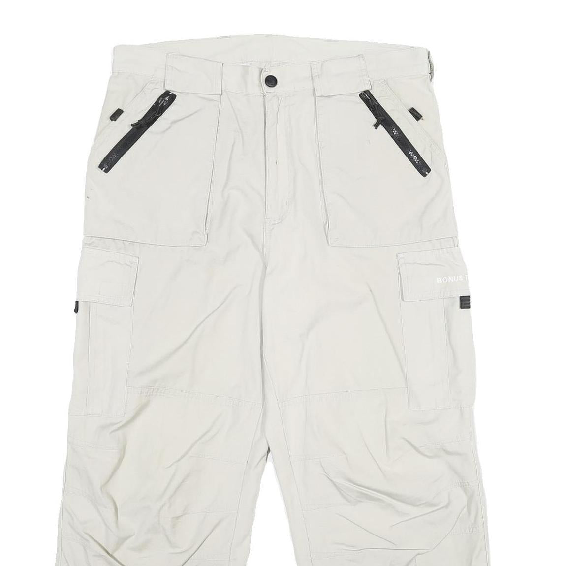 BONUS TRACK Mens Cotton White Regular Fit Straight Leg Trousers W34 L26 Casual