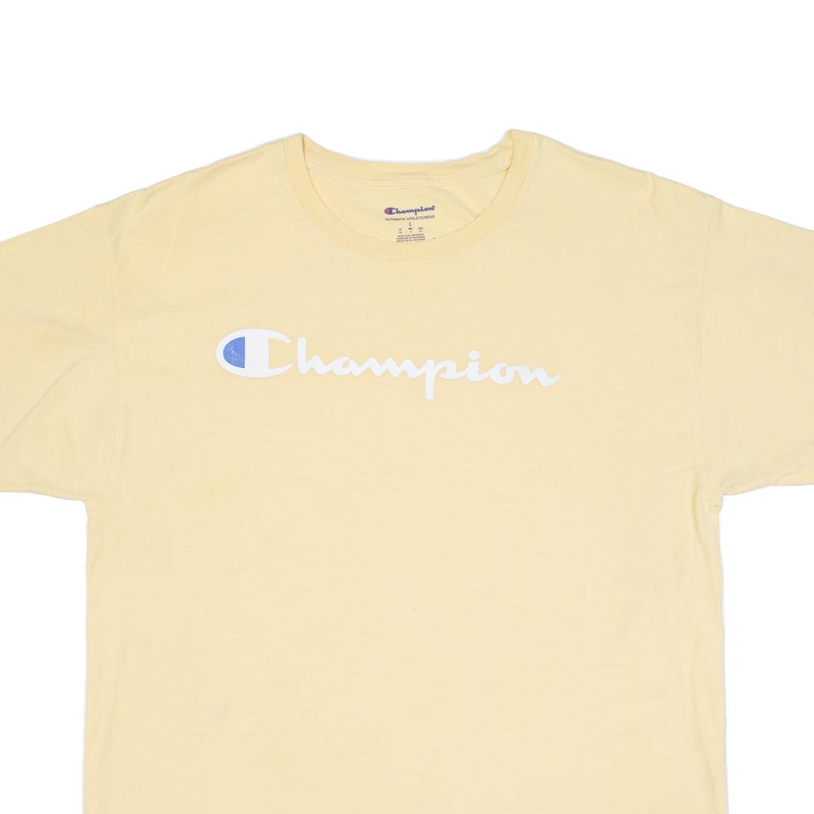 CHAMPION Mens T-Shirt Yellow L