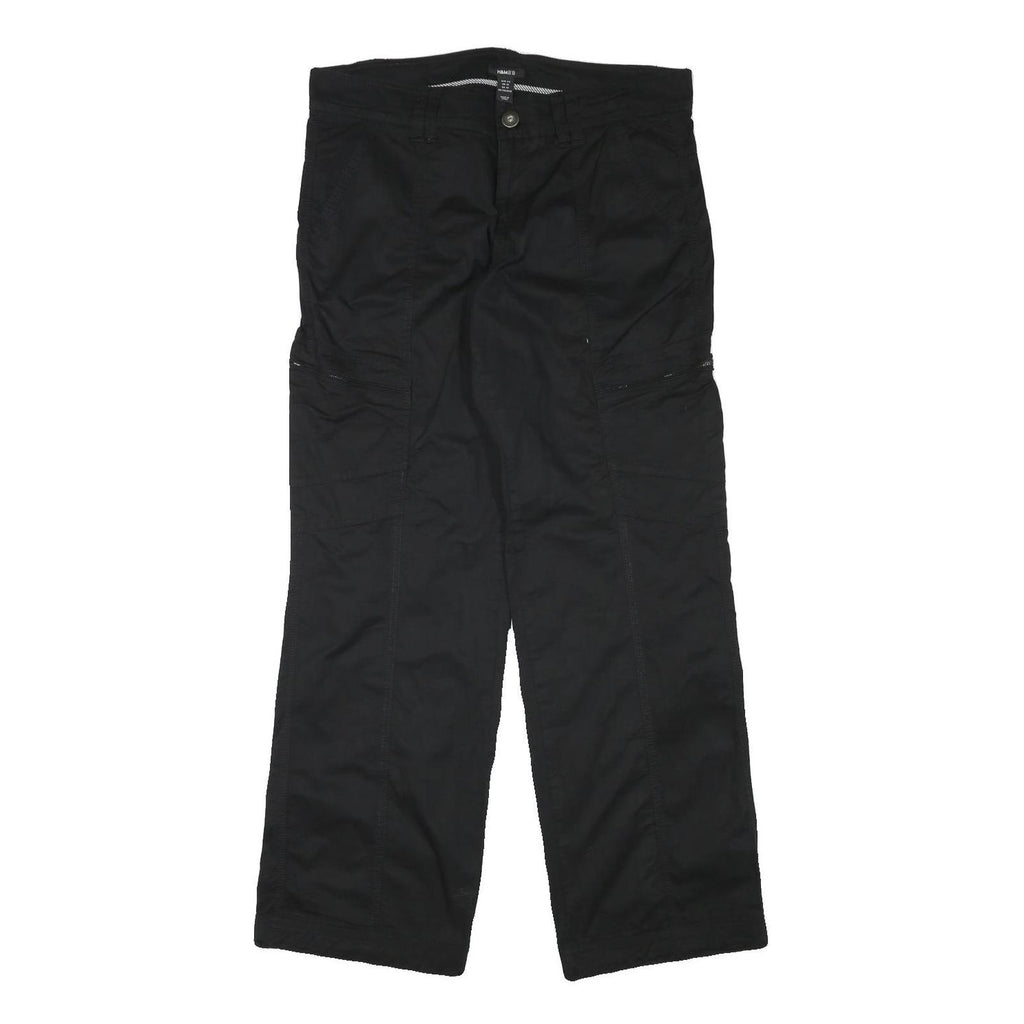 H&M Mens Black Regular Straight Fit Trousers W35 L31 Cotton Blend Zip Closure