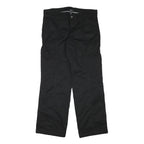 H&M Mens Black Regular Straight Fit Trousers W35 L31 Cotton Blend Zip Closure