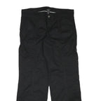 H&M Mens Black Regular Straight Fit Trousers W35 L31 Cotton Blend Zip Closure