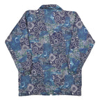 WILD DOG Womens Blue Patchwork Printed Zip Jacket UK 14 Polyester Relaxed Fit