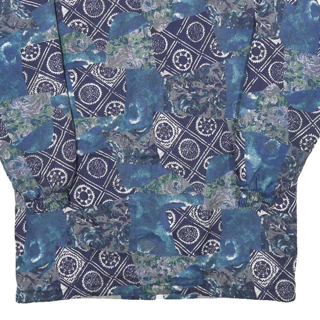 WILD DOG Womens Blue Patchwork Printed Zip Jacket UK 14 Polyester Relaxed Fit