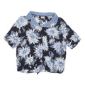 LATTE Womens Blue & White Floral Shirt Short Sleeve Collared XS Rayon Top