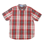 THE NORTH FACE Mens Red & Grey Plaid Shirt L Cotton Blend Buttoned Casual