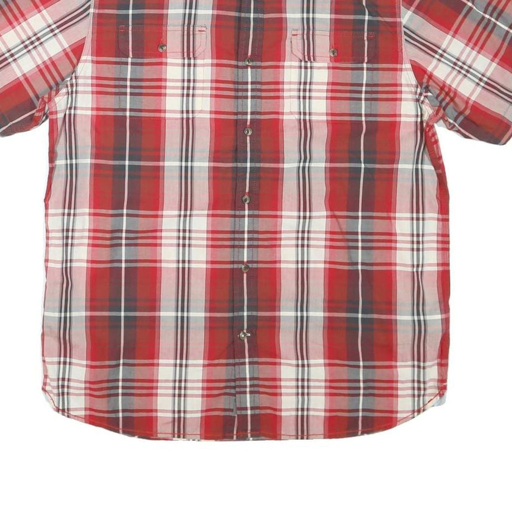 THE NORTH FACE Mens Red & Grey Plaid Shirt L Cotton Blend Buttoned Casual