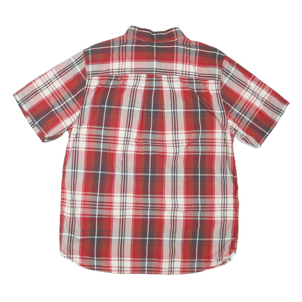 THE NORTH FACE Mens Red & Grey Plaid Shirt L Cotton Blend Buttoned Casual