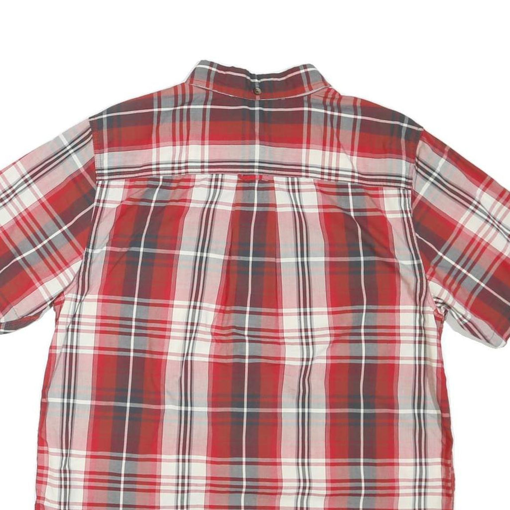 THE NORTH FACE Mens Red & Grey Plaid Shirt L Cotton Blend Buttoned Casual
