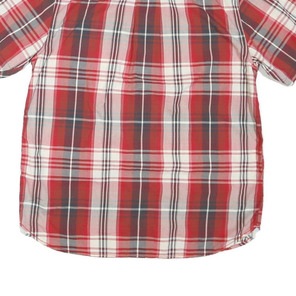 THE NORTH FACE Mens Red & Grey Plaid Shirt L Cotton Blend Buttoned Casual