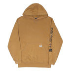 CARHARTT Mens Brown Hoodie M Cotton Blend Pullover Logo Print Workwear