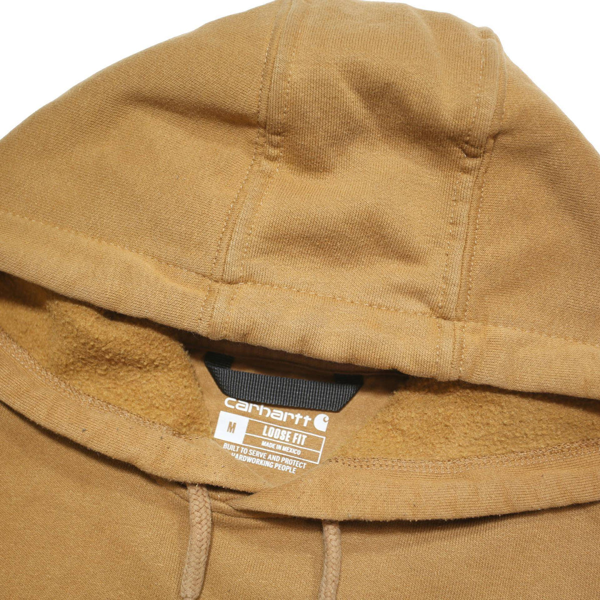 CARHARTT Mens Brown Hoodie M Cotton Blend Pullover Logo Print Workwear