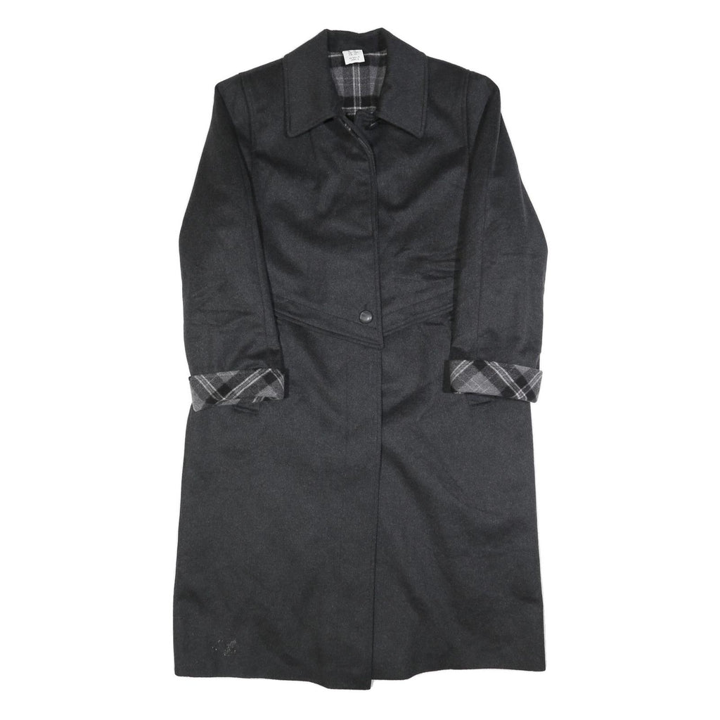 Womens Black Wool Blend Plain Button Jacket UK 16 Classic Fit Long Sleeve