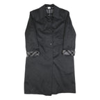 Womens Black Wool Blend Plain Button Jacket UK 16 Classic Fit Long Sleeve