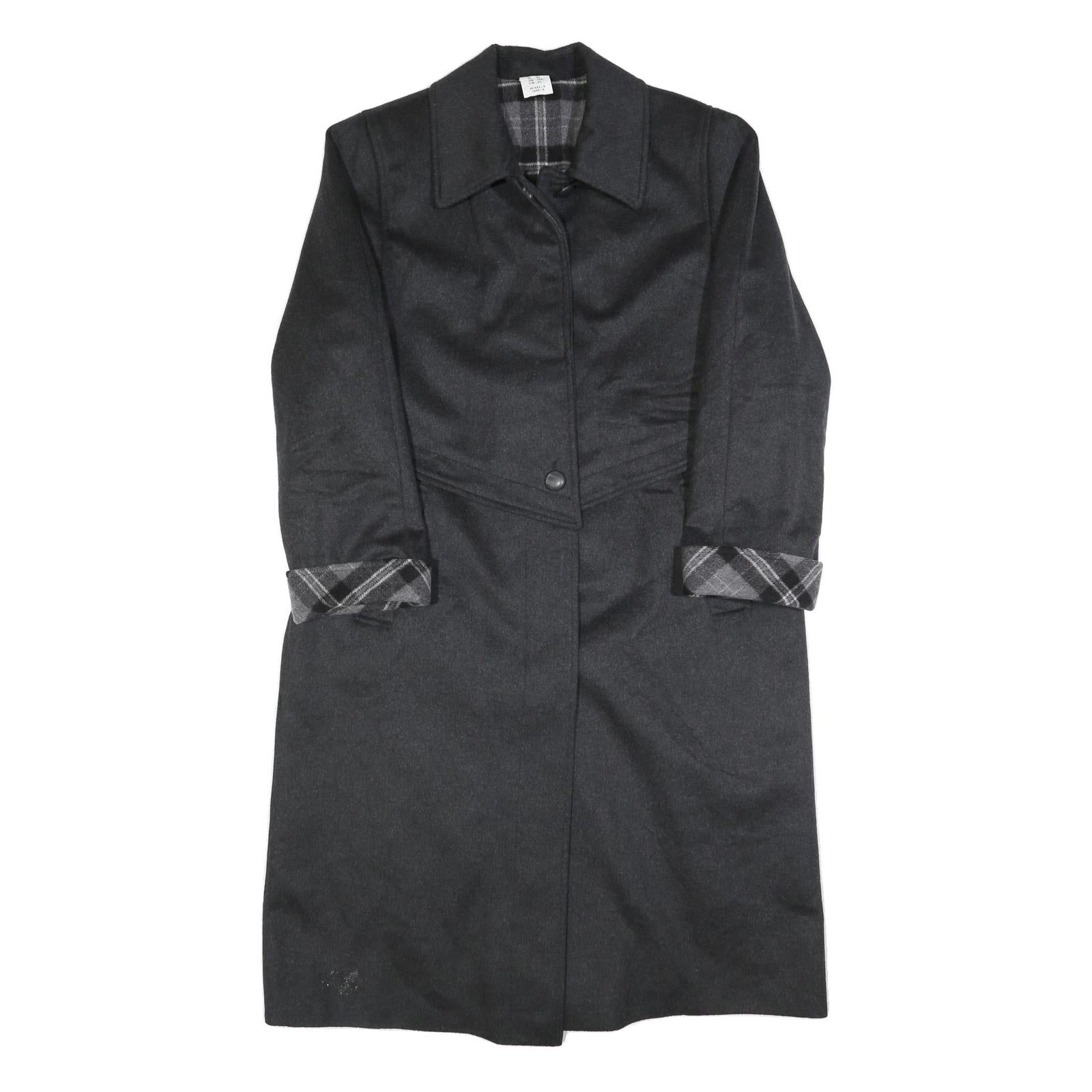 Womens Black Wool Blend Plain Button Jacket UK 16 Classic Fit Long Sleeve