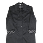 Womens Black Wool Blend Plain Button Jacket UK 16 Classic Fit Long Sleeve