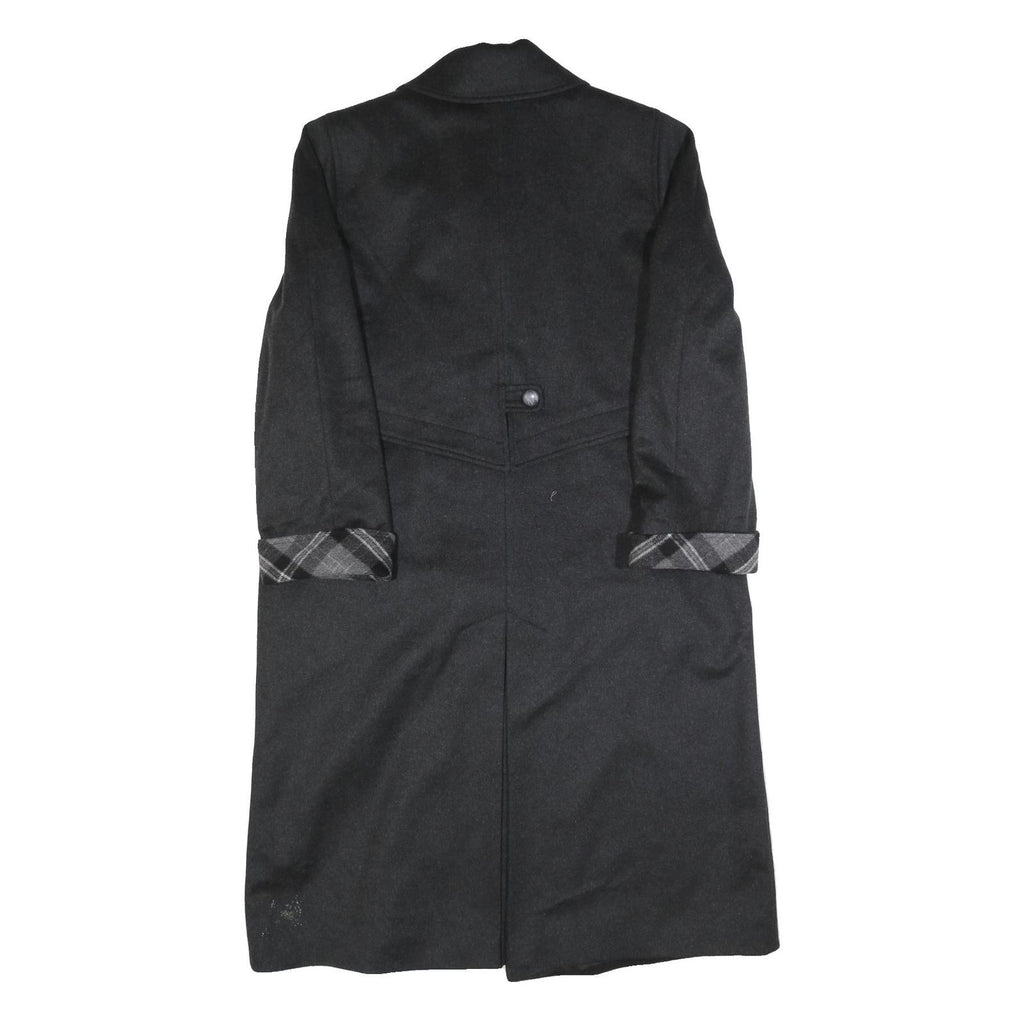 Womens Black Wool Blend Plain Button Jacket UK 16 Classic Fit Long Sleeve