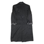 Womens Black Wool Blend Plain Button Jacket UK 16 Classic Fit Long Sleeve