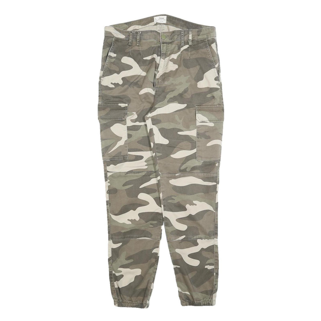 TALLY WEIJL Mens Cotton Blend Regular Camouflage Cargo Trousers W32 L28 Elastic