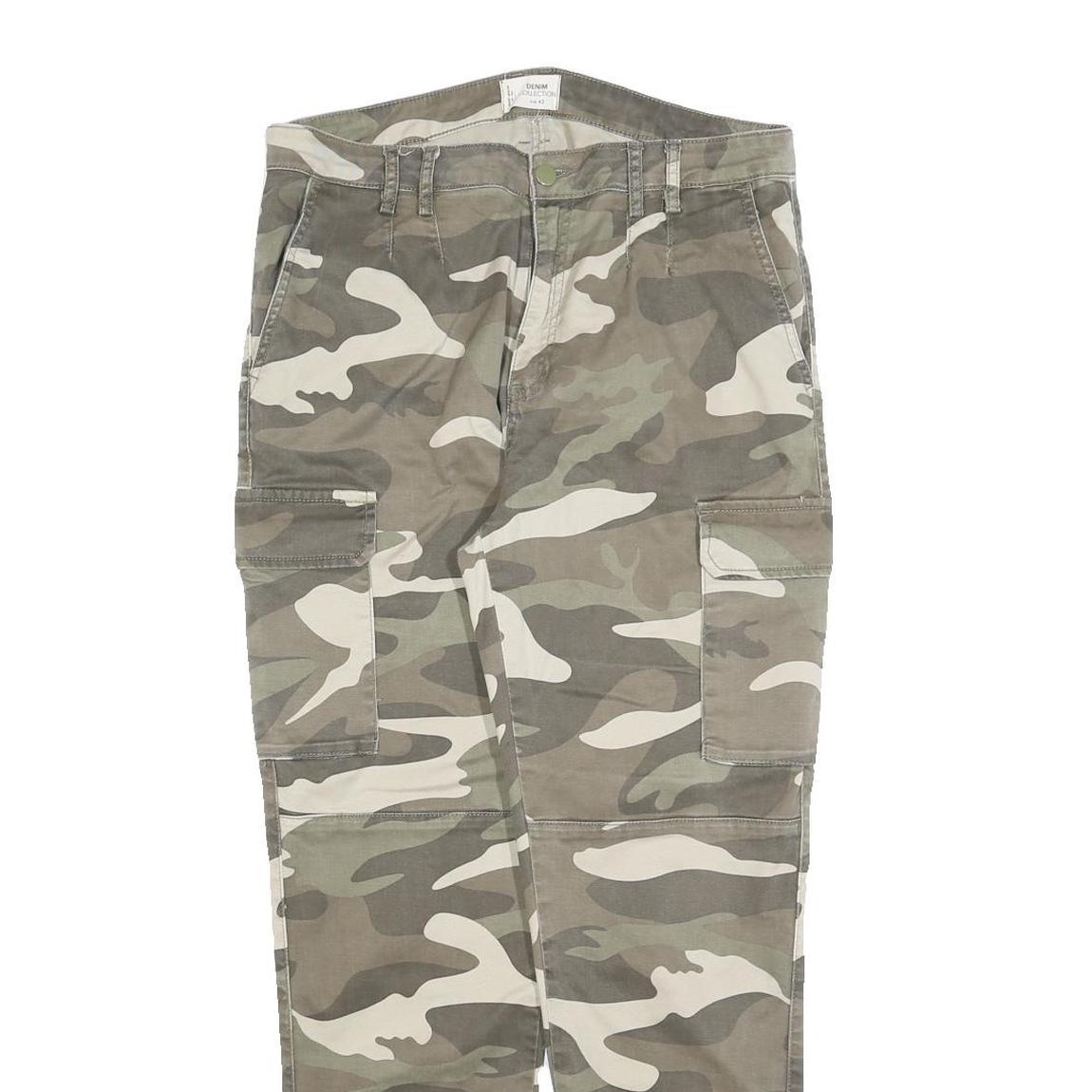 TALLY WEIJL Mens Cotton Blend Regular Camouflage Cargo Trousers W32 L28 Elastic