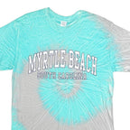 GILDAN Mens Blue & White Myrtle Beach Tie Dye T-Shirt M Short Sleeve Crew Neck