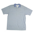UNTIED Mens Blue Printed Short Sleeve Polo Shirt L Cotton Casual Summer