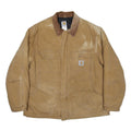 CARHARTT Mens Beige Workwear Canvas Jacket XL Cotton Blend Plain Zip Collar