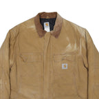 CARHARTT Mens Beige Workwear Canvas Jacket XL Cotton Blend Plain Zip Collar