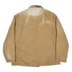 CARHARTT Mens Beige Workwear Canvas Jacket XL Cotton Blend Plain Zip Collar