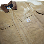 CARHARTT Mens Beige Workwear Canvas Jacket XL Cotton Blend Plain Zip Collar