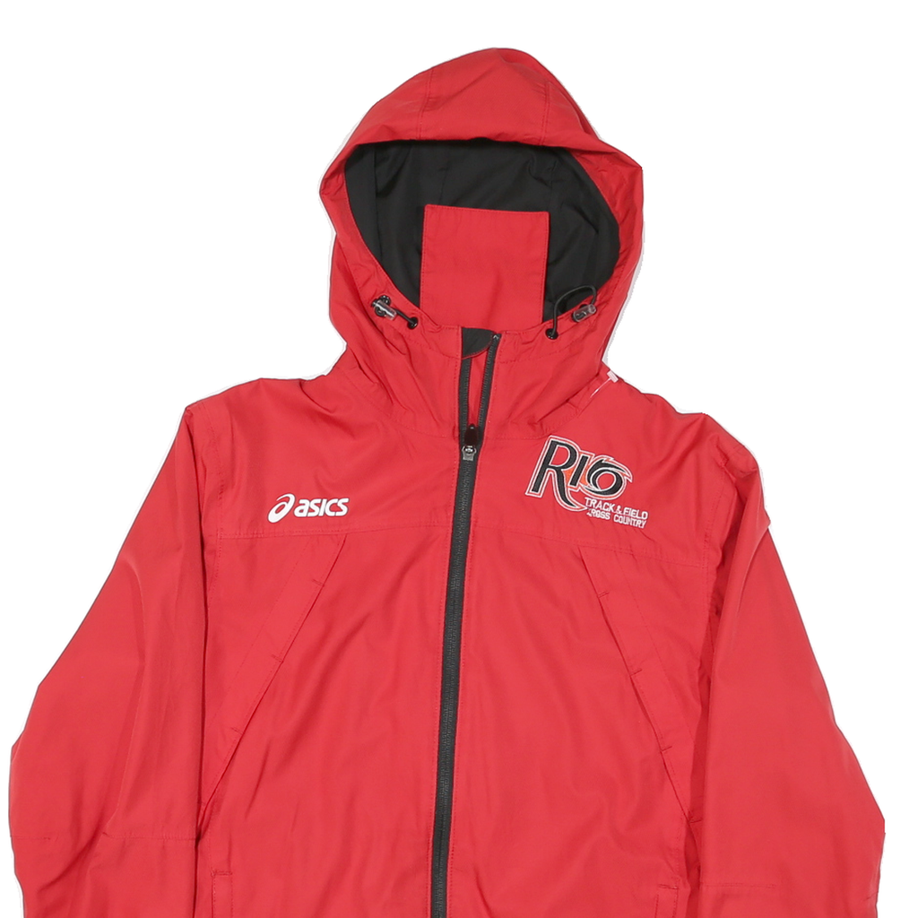 ASICS Womens Red Track Field Zip Jacket XS Polyester Blend Sport Outerwear