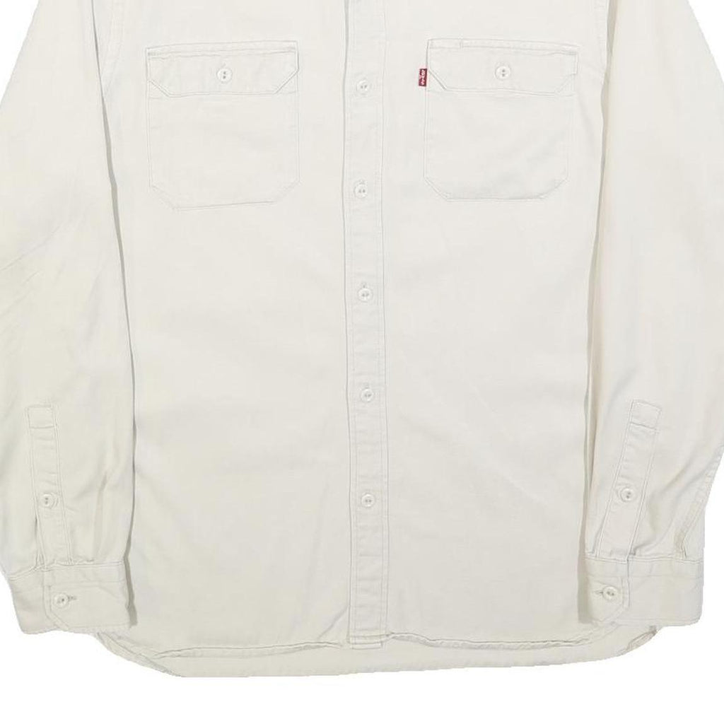 LEVI'S Mens White Cotton Shirt M Casual Long Sleeve Button Pocket Classic