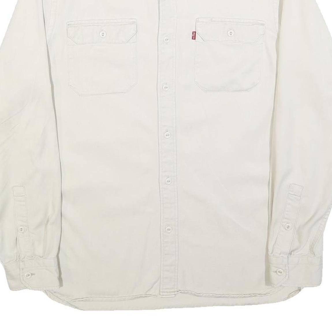 LEVI'S Mens White Cotton Shirt M Casual Long Sleeve Button Pocket Classic