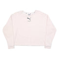 PUMA Womens White Crew Neck Sweatshirt S Cotton Blend Lightweight Pullover