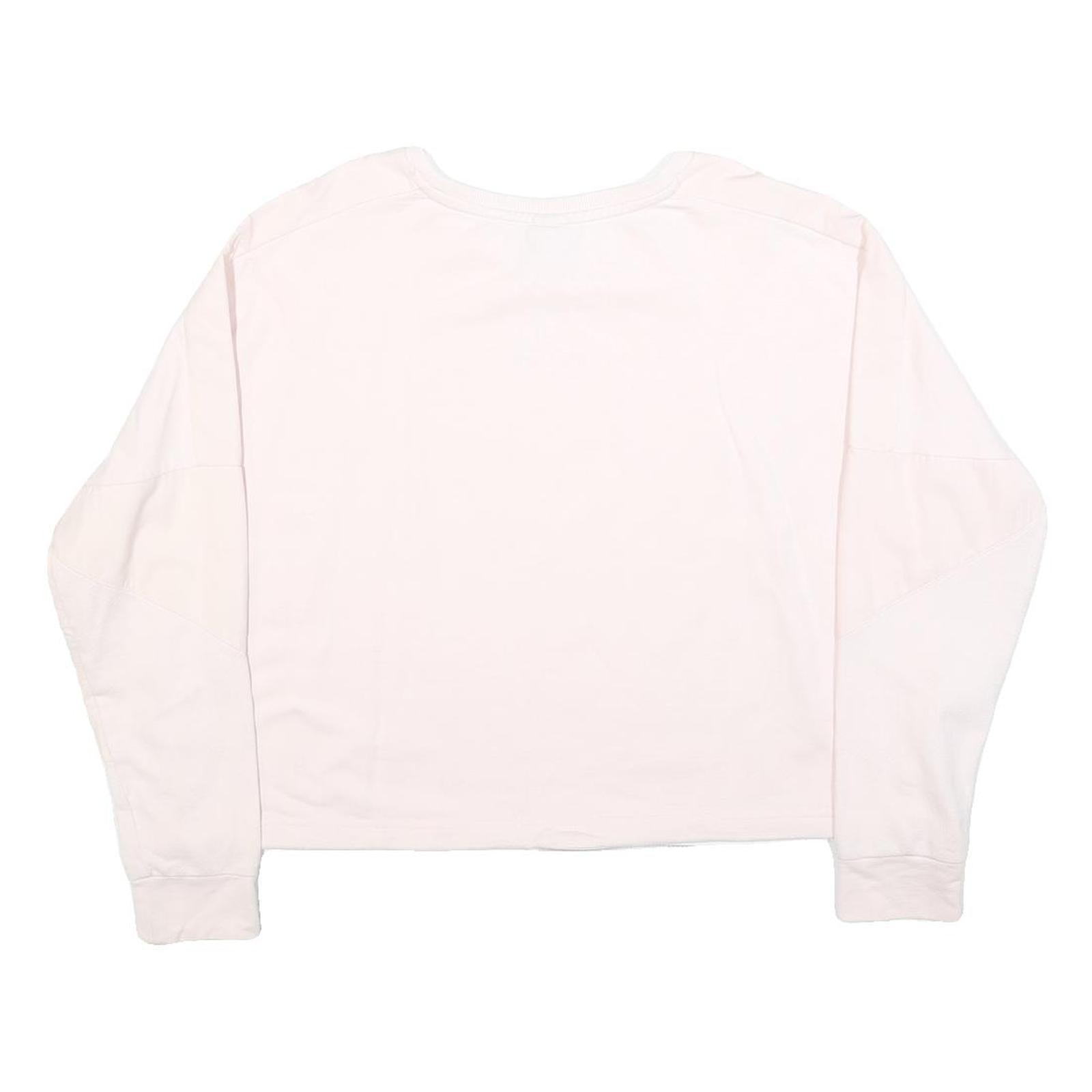 PUMA Womens White Crew Neck Sweatshirt S Cotton Blend Lightweight Pullover