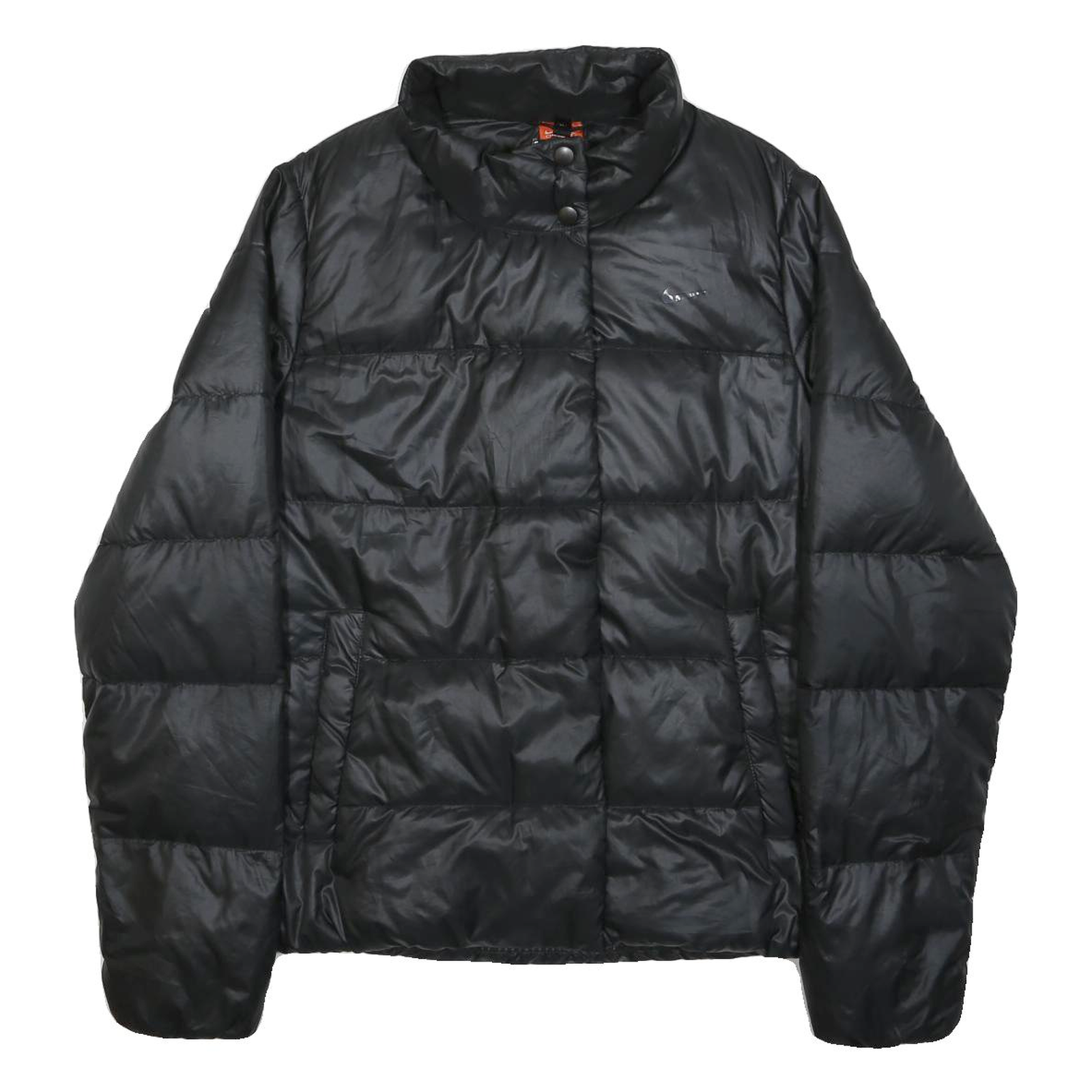 NIKE Womens Black Jacket L Polyester Quilted Puffer Zip Closure Casual Outerwear
