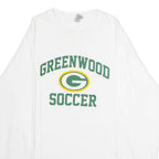 GILDAN Greenwood Soccer Mens T-Shirt White Long Sleeve USA Crew Neck M