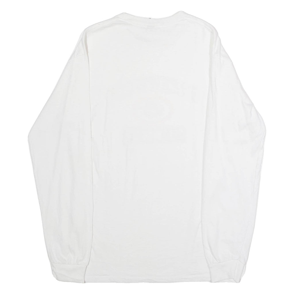GILDAN Greenwood Soccer Mens T-Shirt White Long Sleeve USA Crew Neck M