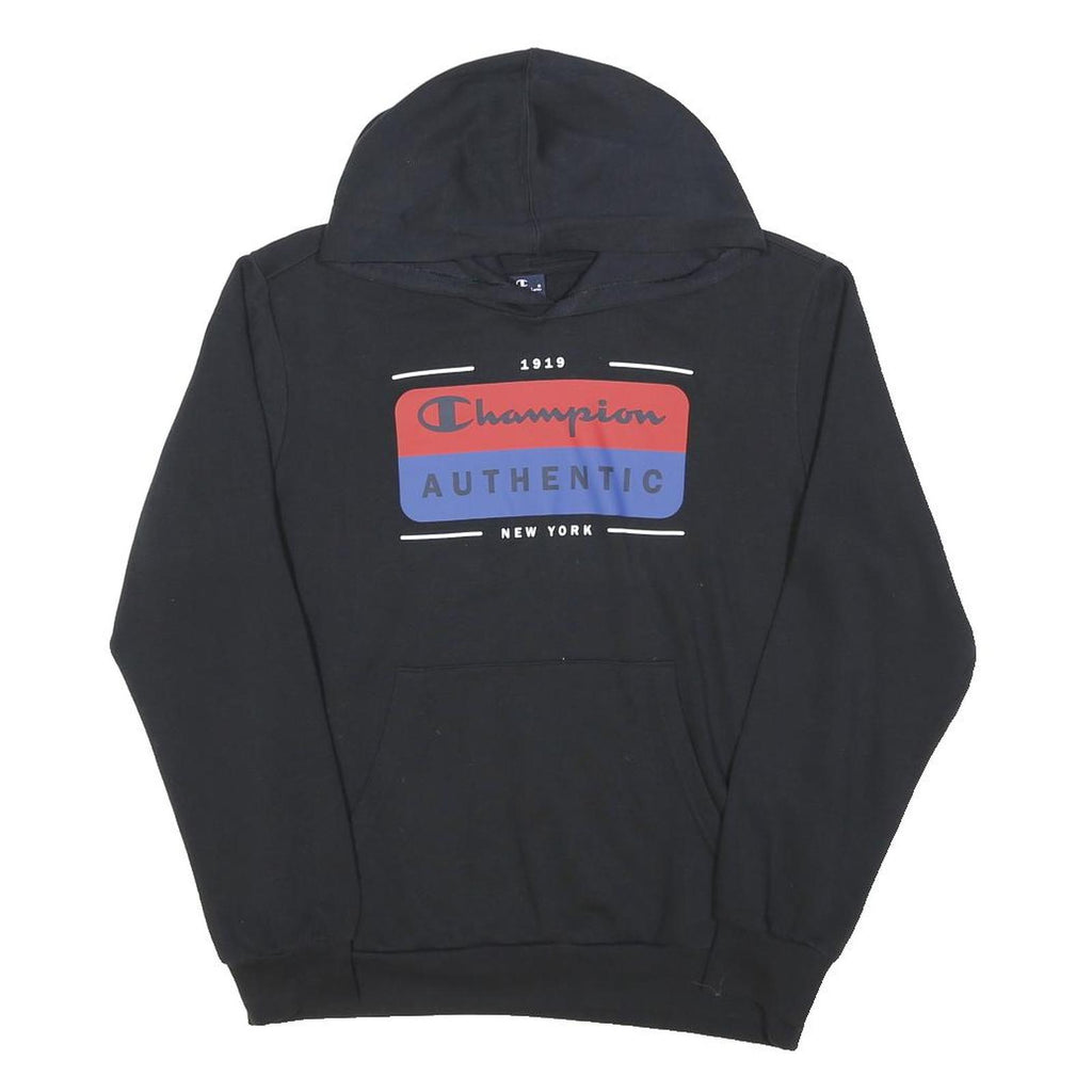 CHAMPION Boys Black Authentic Hoodie 15Y Cotton Blend Pullover