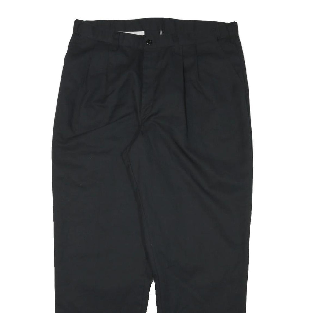 DICKIES Mens Relaxed Black Cotton Blend Zip Trousers W36 L31 Workwear Comfort