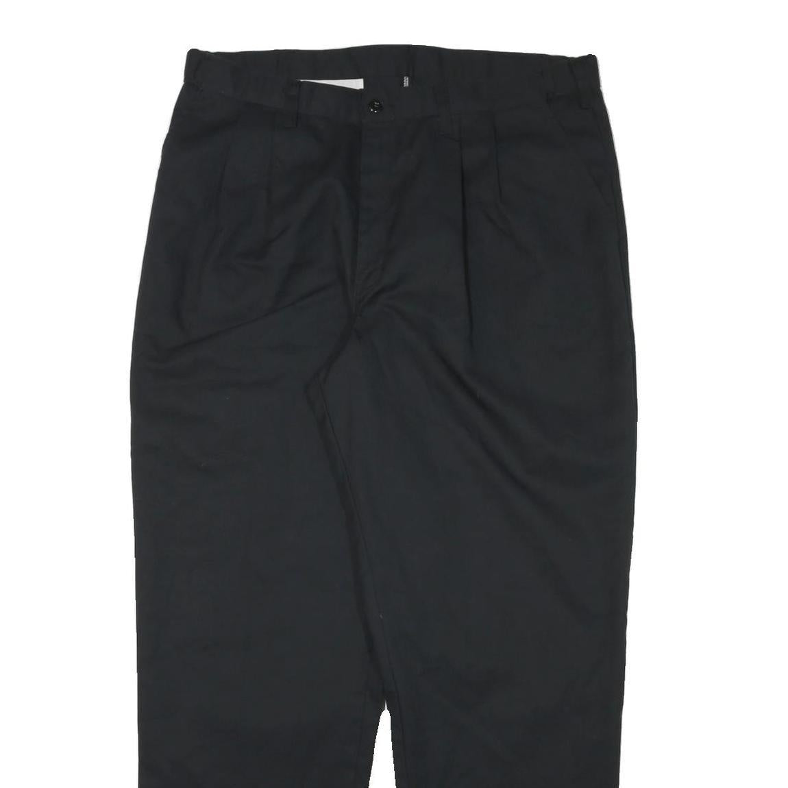 DICKIES Mens Relaxed Black Cotton Blend Zip Trousers W36 L31 Workwear Comfort