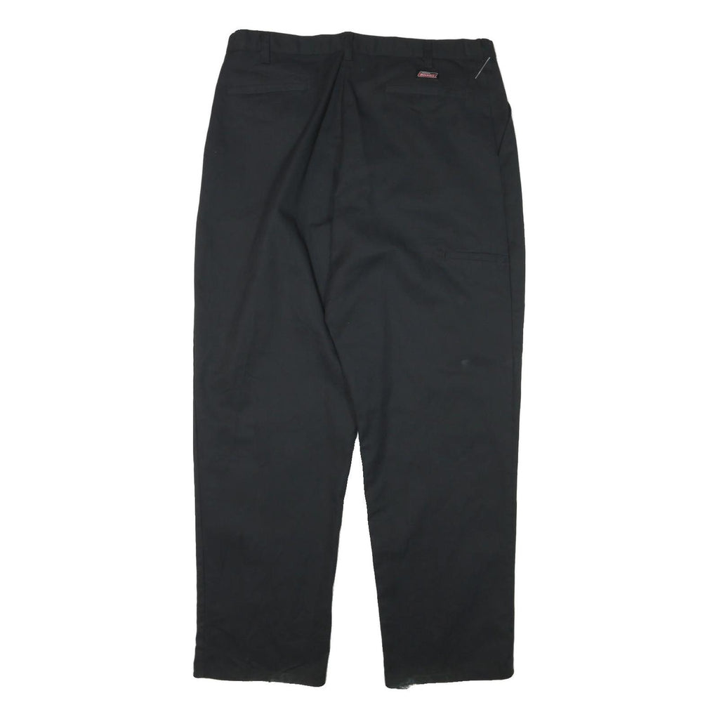 DICKIES Mens Relaxed Black Cotton Blend Zip Trousers W36 L31 Workwear Comfort